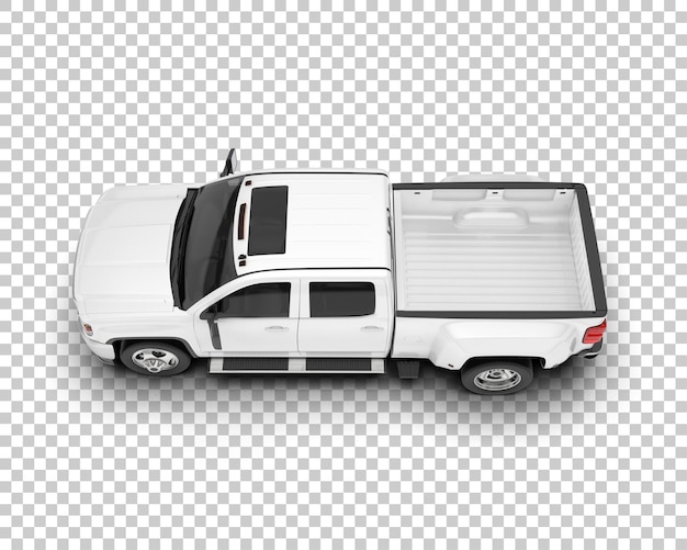 PSD white pickup truck on transparent background 3d rendering illustration