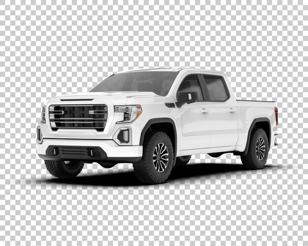 White pickup truck on transparent background 3d rendering illustration