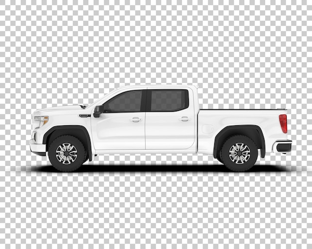 PSD white pickup truck on transparent background 3d rendering illustration