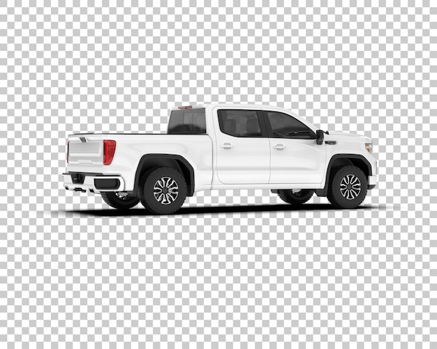 PSD white pickup truck on transparent background 3d rendering illustration