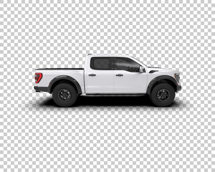 PSD a white pickup truck with the door open is shown