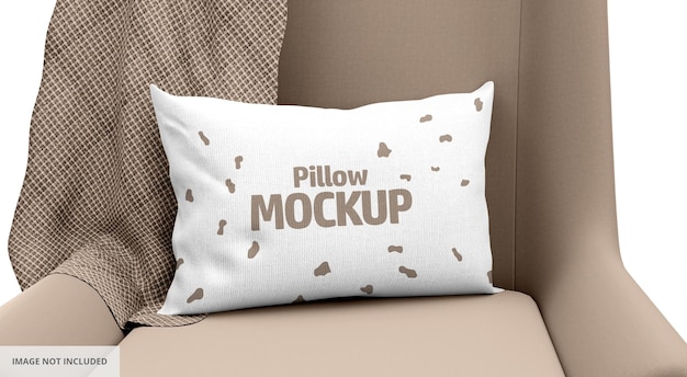 White Pillow Mockup on Chair with blanket