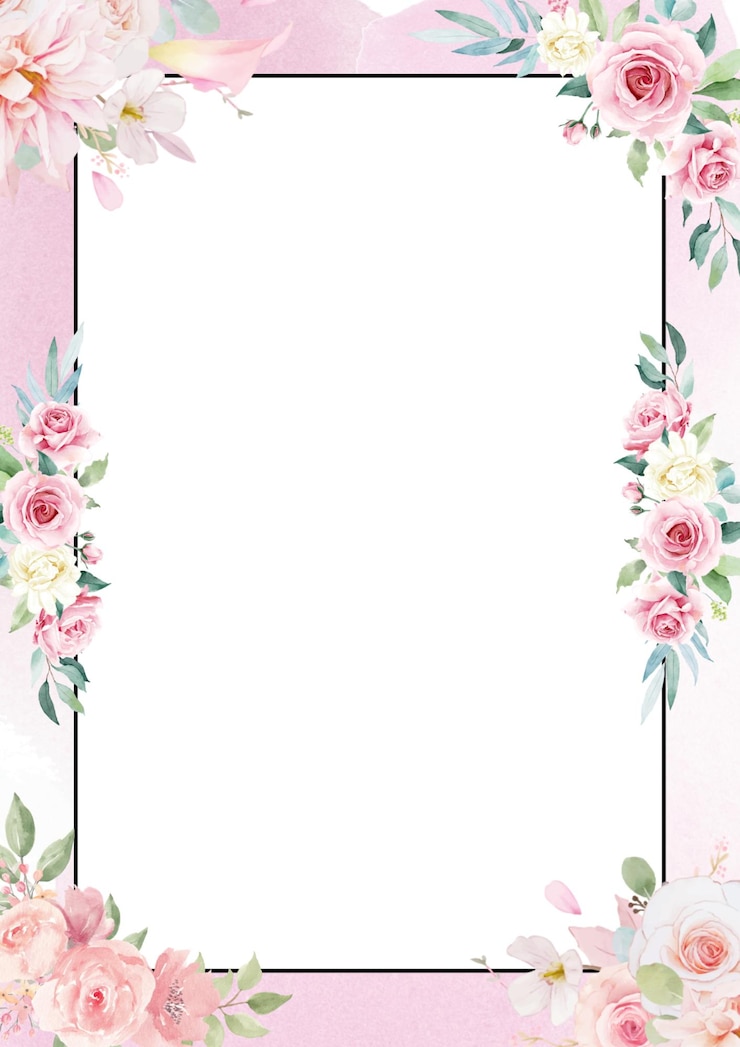 PSD white pink watercolor floral page document
