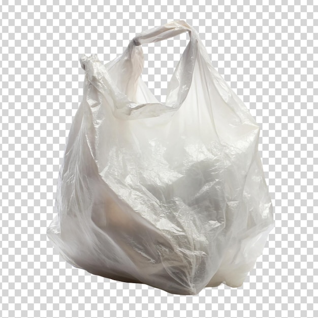 PSD una borsa di plastica bianca con una maniglia su uno sfondo trasparente