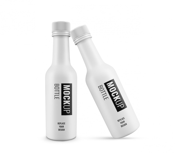 PSD white plastic bottle advertising mockup