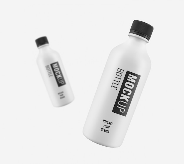 White plastic bottle mockup