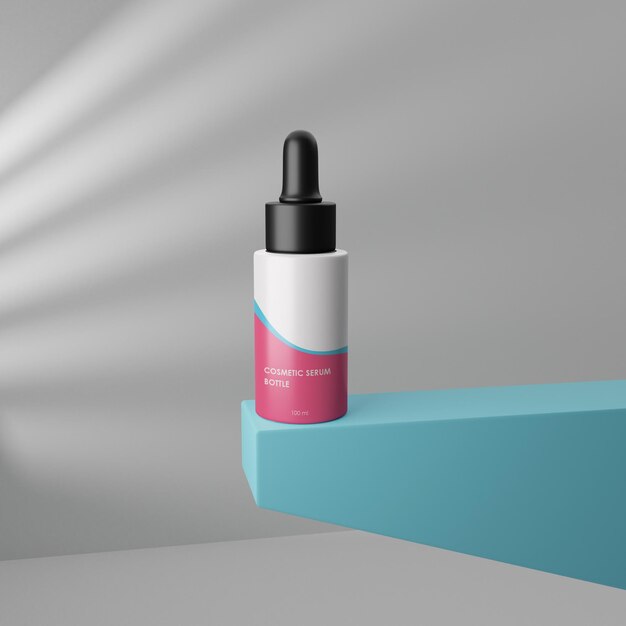 White plastic bottle serum mockup