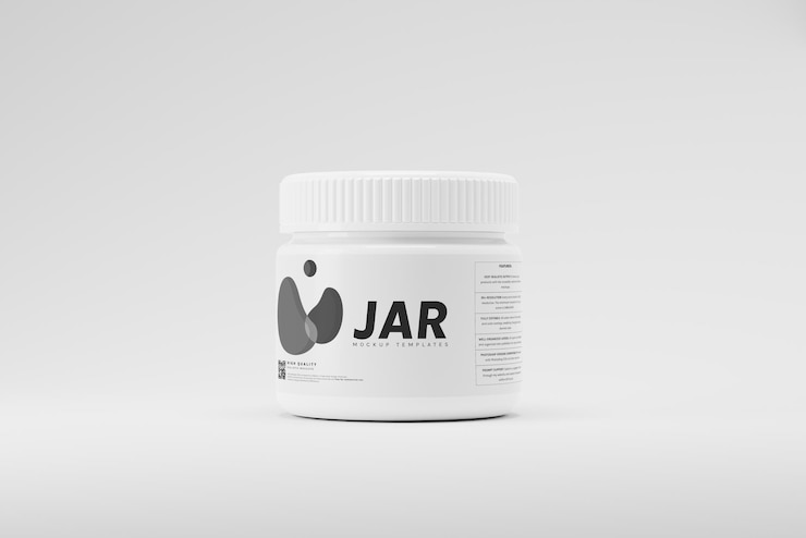 PSD white plastic cosmetic jar mockups