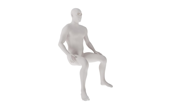 PSD white plastic high resolution conceptual human 3d anatomy body 3d illustration isolated