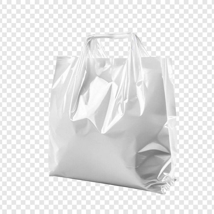 PSD white plastic shopping bag mockup clear transparent retail packaging