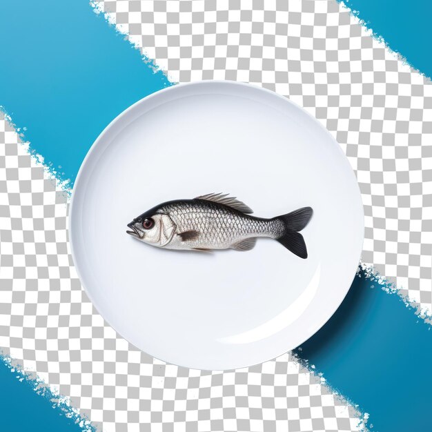 PSD a white plate displaying a finned fish a beautiful piece of serveware