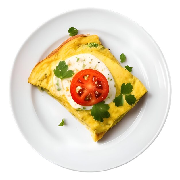 PSD a white plate of pretty and delicious omelette psd transparent or white background generative ai