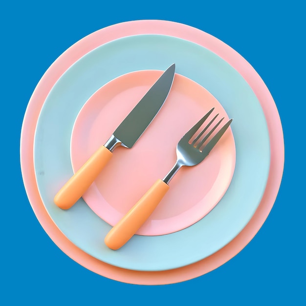 White plate with a knife and fork