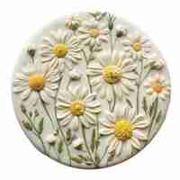 PSD a white plate with yellow flowers on it and the flower on the bottom