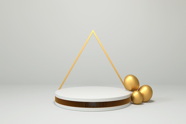 white podium with gold eggs for product placement 3d render  