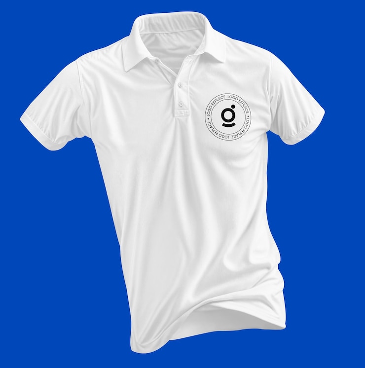PSD white polo shirt with embroidered logo