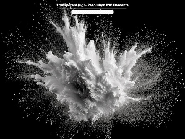 PSD white powder explosion on black background colored cloud colorful dust explode paint holi