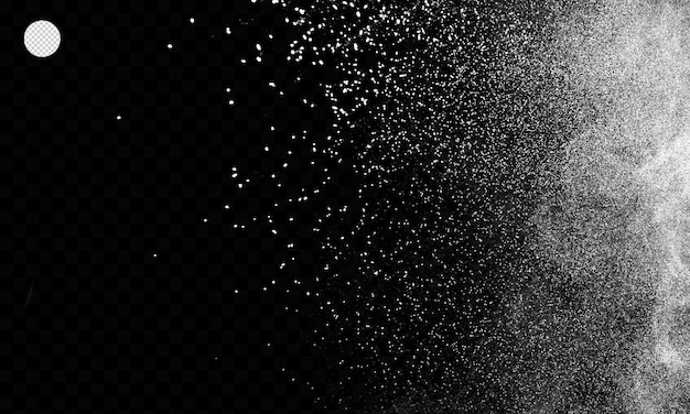 PSD white powder explosion isolated. white dust particles splash.