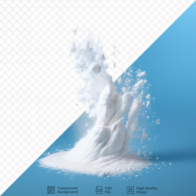 PSD white powder thrown on transparent background surface