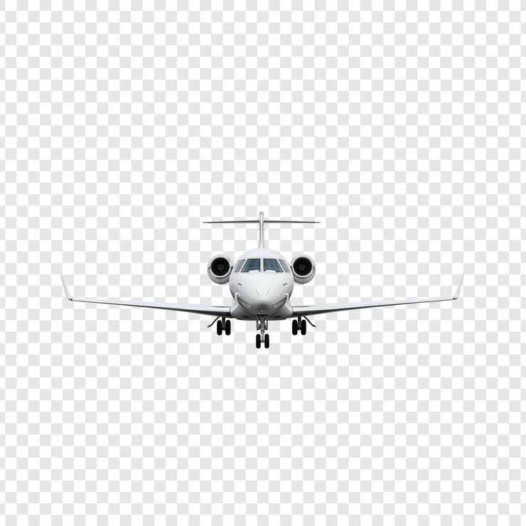 PSD white private jet on transparent background