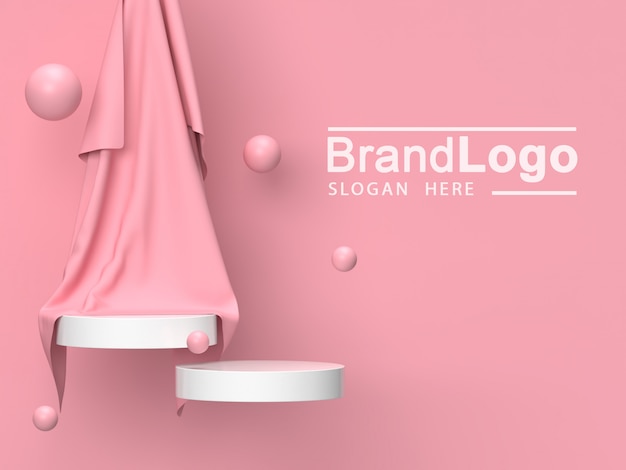 White Product stand and pink cloth