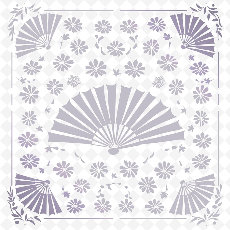PSD a white and purple pattern with a sun design on it