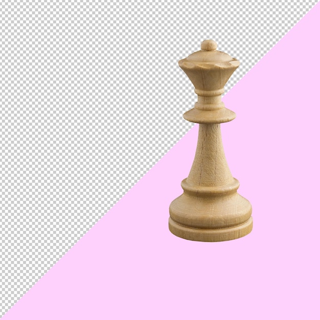 PSD white queen chess piece isolated on a transparent or white background