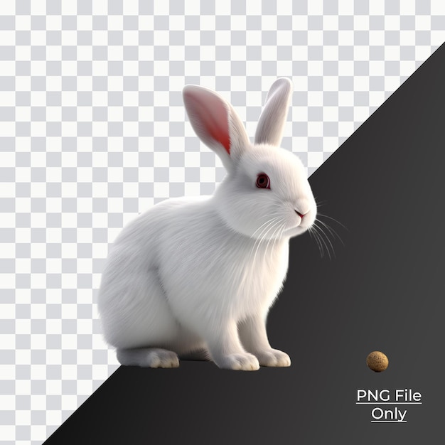 White rabbit soft smooth lighting only png premium psd