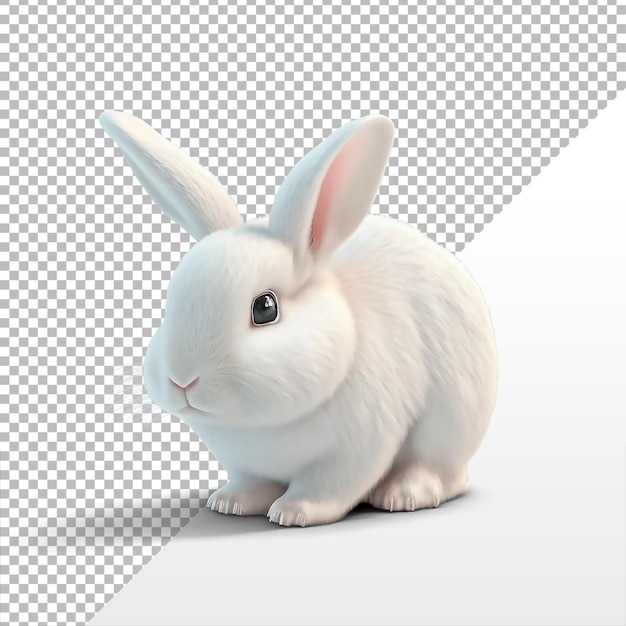 PSD a white rabbit with a white face sits on a white surface.