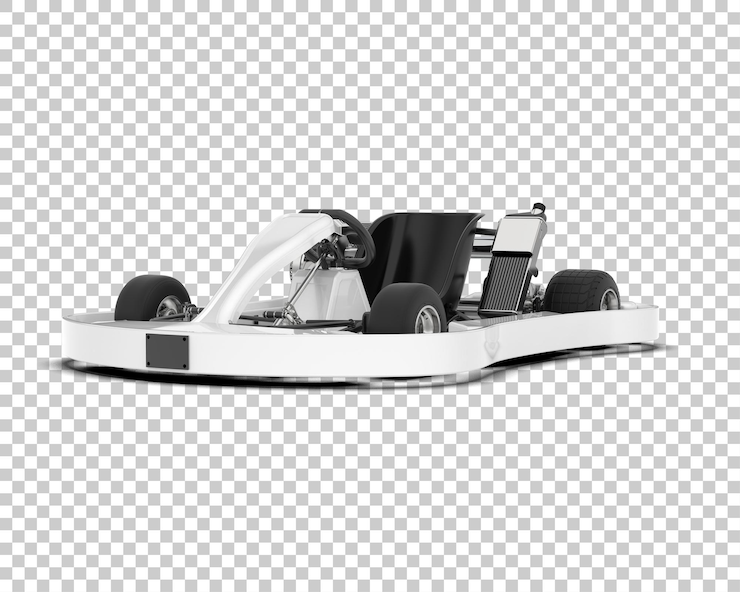 PSD white race car on transparent background 3d rendering illustration