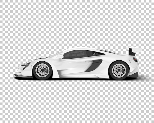 Белый гоночный автомобиль на прозрачном фоне 3d рендеринг иллюстрации