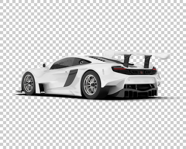 White race car on transparent background 3d rendering illustration