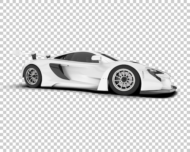 Белый гоночный автомобиль на прозрачном фоне 3d рендеринг иллюстрации