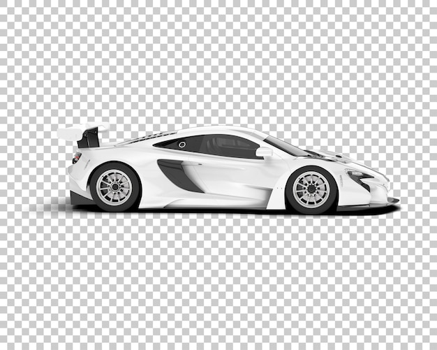 Белый гоночный автомобиль на прозрачном фоне 3d рендеринг иллюстрации