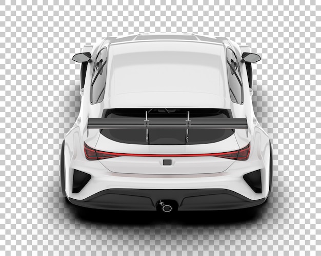 White race car on transparent background 3d rendering illustration