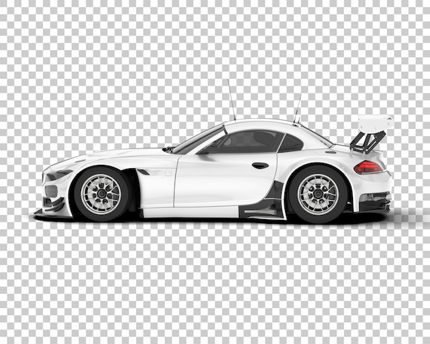 white race car on transparent background 3d rendering illustration