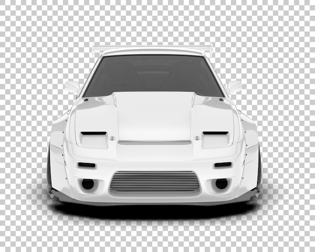 white race car on transparent background 3d rendering illustration