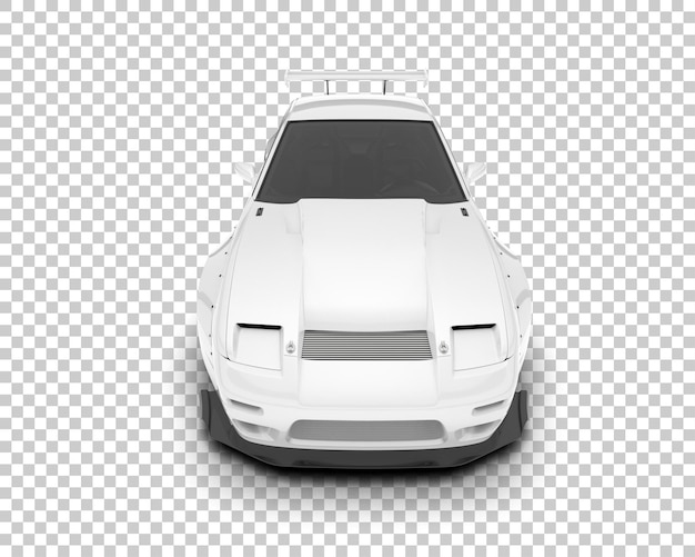 PSD white race car on transparent background 3d rendering illustration