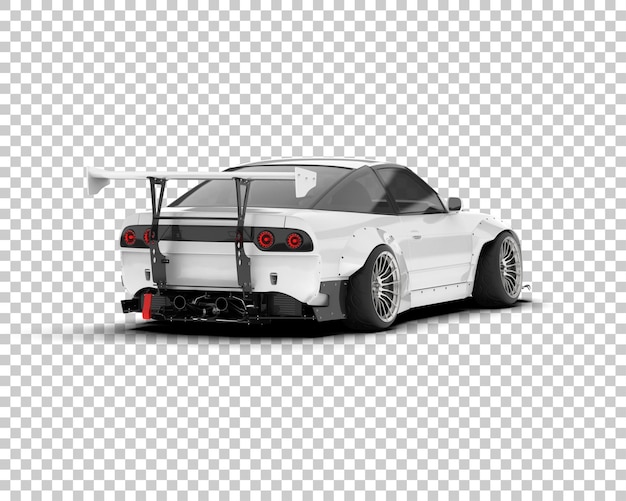 White race car on transparent background 3d rendering illustration
