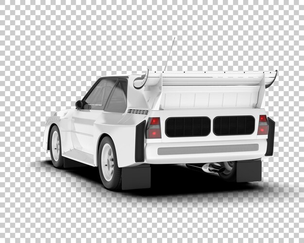 PSD white race car on transparent background 3d rendering illustration