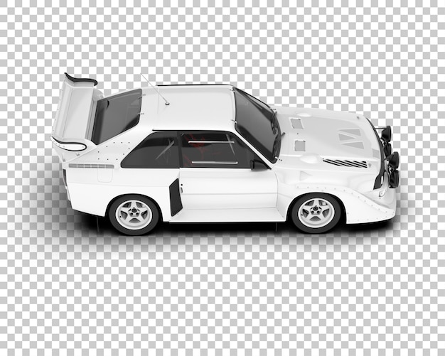 PSD white race car on transparent background 3d rendering illustration