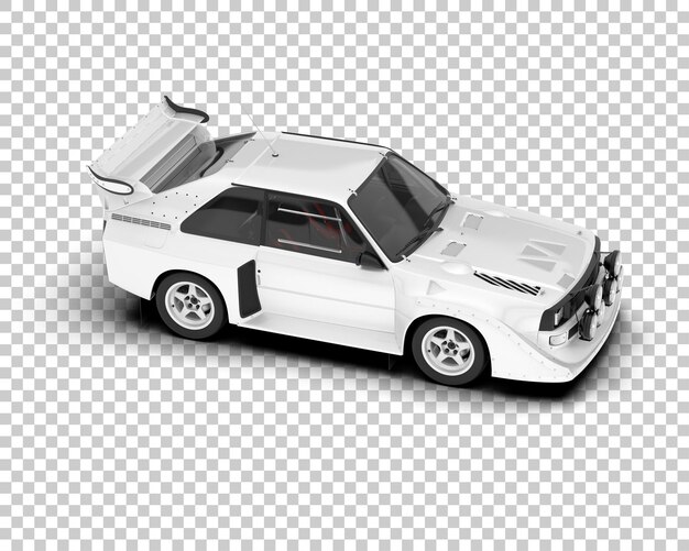 White race car on transparent background 3d rendering illustration