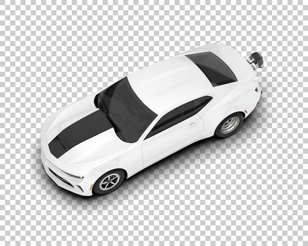 White race car on transparent background 3d rendering illustration