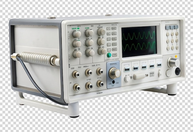 a white radio with a green screen and a red and green dial
