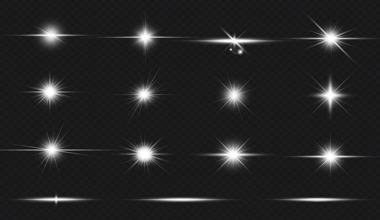 PSD white realistic lens flare light collection for christmas