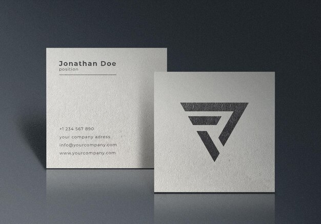 white realistic square business card mockup