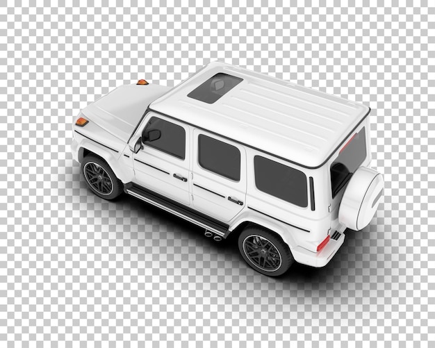 Suv realistico bianco su sfondo trasparente illustrazione di rendering 3d