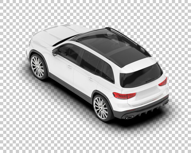 透明な背景の 3 d レンダリング図に白い現実的な SUV