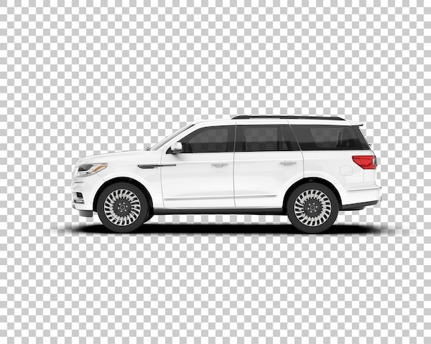 SUV ที่สมจริงสีขาวบนพื้นหลังโปร่งใส ภาพประกอบการเรนเดอร์ 3 มิติ
