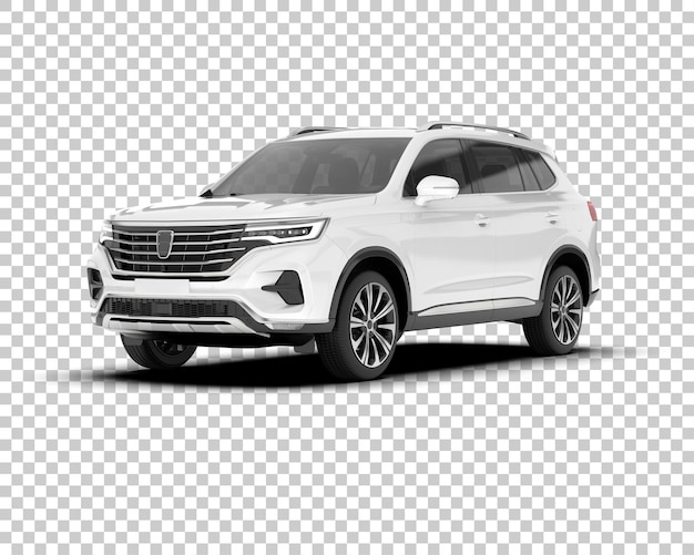 White realistic suv on transparent background 3d rendering illustration